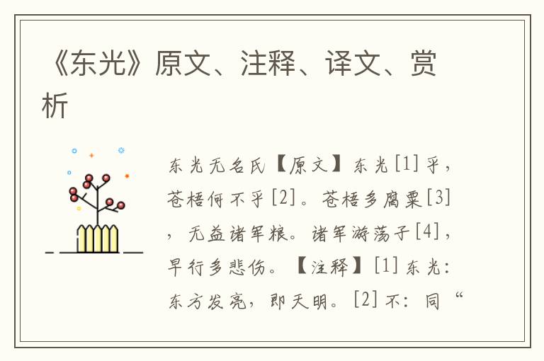 《东光》原文、注释、译文、赏析