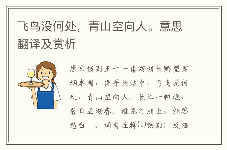 飞鸟没何处，青山空向人。意思翻译及赏析