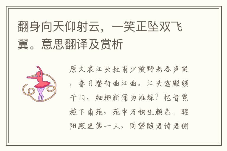 翻身向天仰射云,一笑正坠双飞翼。意思翻译及赏析